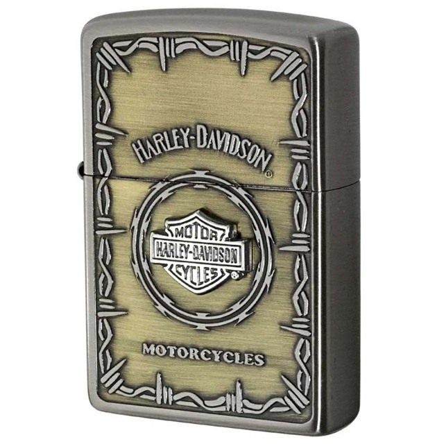 Zippo ジッポー ハーレーダビッドソン 日本限定モデル バイク 二輪 モーターサイクル  Harley Davidson ニッケルブラスコンビメッキ古美 エスメタル バー＆シールド オフィシャルライセンス品 HDP-67