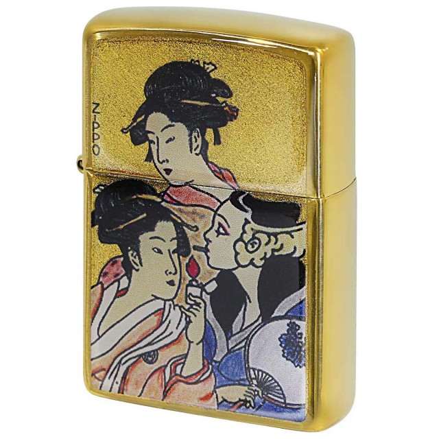 Zippo ジッポー 浮世絵 三美人 金箔エポ盛り 江戸時代 絵画 アート 三美人 メール便可