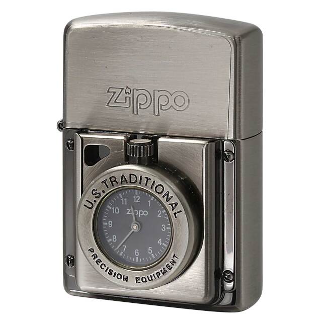 絶版/ヴィンテージ Zippo ジッポー 中古 1995年製造 U.S.TRADITIONAL 時計付き  [N]未使用・新品