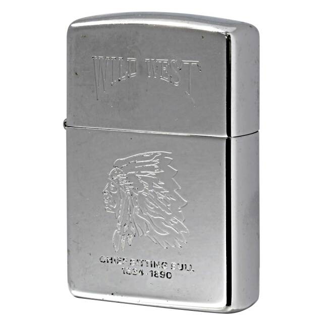絶版/ヴィンテージ Zippo ジッポー 中古 1992年製造 WILD WEST CHIEF SUTTING BULL  [C]使用感あり傷汚れあり