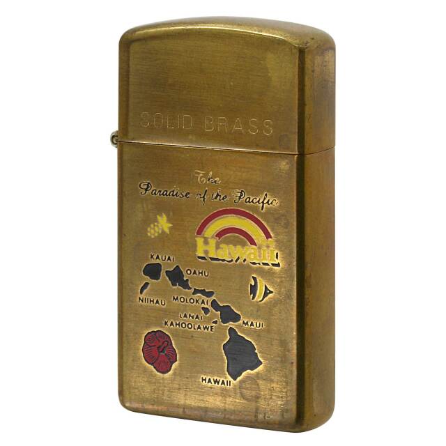 絶版/ヴィンテージ Zippo ジッポー 中古 1996年製造 ハワイ Hawaii スリム No.1654 SOLID BRASS  [C]使用感あり傷汚れあり