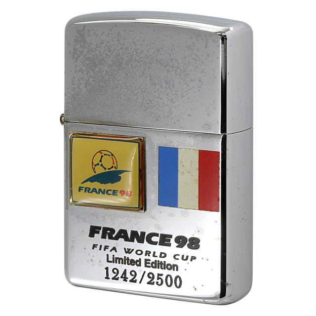 絶版/ヴィンテージ Zippo ジッポー 中古 1997年製造 限定2,500個 ワールドカップ FIFA WORLD CUP フランス98 シリアルNo.1242  [C]使用感あり傷汚れあり