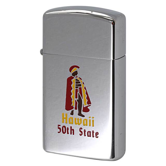 絶版/ヴィンテージ Zippo ジッポー 中古 1975年製造 スリム Hawaii 50th State プリント  [B]使用感ありやや傷汚れあり
