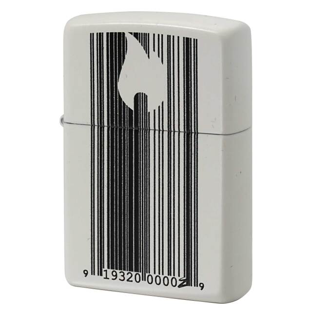 絶版/ヴィンテージ Zippo ジッポー 中古 2017年製造 ZIPPO アイコンフレーム JANコード デザイン マットホワイト  [N]未使用・新品