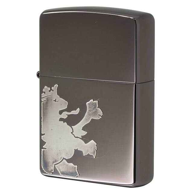 絶版/ヴィンテージ Zippo ジッポー 中古 2004年製造 ZIPPO R.Newbold アールニューボールド ライオン ブラックニッケル 銀差し  [S]ほぼ新品同様