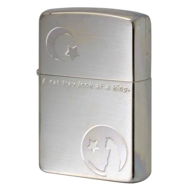 絶版/ヴィンテージ Zippo ジッポー 中古 2006年製造 Cat＆Moon 月と猫 2CAT-1  [S]ほぼ新品同様