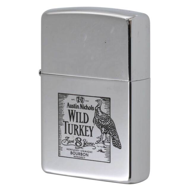 絶版/ヴィンテージ Zippo ジッポー 中古 2002年製造 ワイルドターキー 8年 WILD TURKEY AGED 8 YEARS クロムメッキ  [B]使用感ありやや傷汚れあり