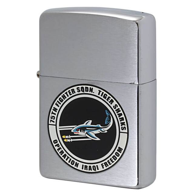 絶版/ヴィンテージ Zippo ジッポー 中古 2004年製造 アメリカ空軍 第75戦闘飛行隊 TIGER SHARKS イラク解放作戦  [S]ほぼ新品同様