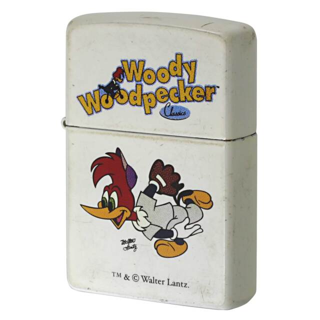絶版/ヴィンテージ Zippo ジッポー 中古 2004年製造 Woody Woodpecker ウッディー・ウッドペッカー 野球 ホワイト  [B]使用感ありやや傷汚れあり
