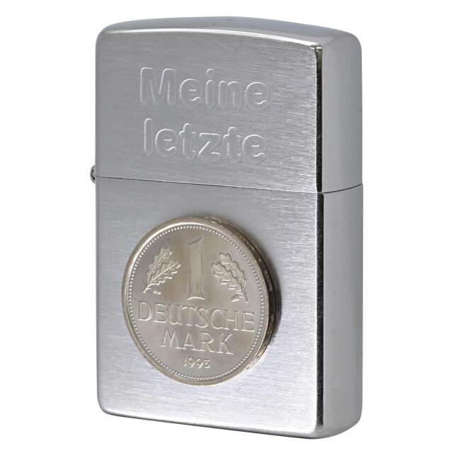 絶版/ヴィンテージ Zippo ジッポー 中古 2000年製造 Meine letzte ドイツ 1マルクコイン  [S]ほぼ新品同様