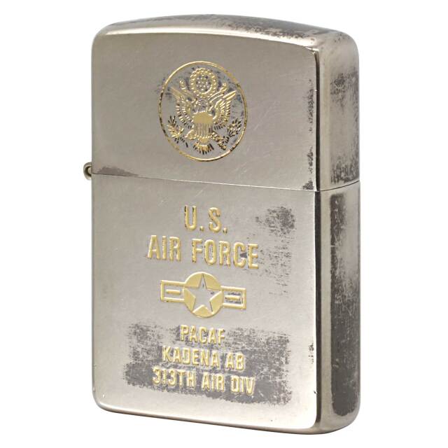 絶版/ヴィンテージ Zippo ジッポー 中古 1989年製造 沖縄 嘉手納基地 アメリカ空軍 第313航空師団 US Air Force  [C]使用感あり傷汚れあり