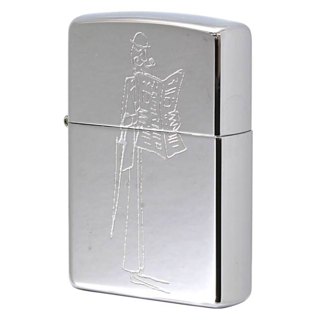 絶版/ヴィンテージ Zippo ジッポー 中古 2003年製造 ZIPPO Paul Smith ポール・スミス 試作品 ビジネスマン 新聞を読む人  [S]ほぼ新品同様