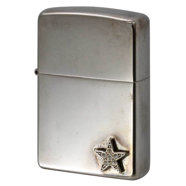 絶版/ヴィンテージ Zippo ジッポー 中古 2003年製造 星 メタル ラインストーン Star Metal  [C]使用感あり傷汚れあり