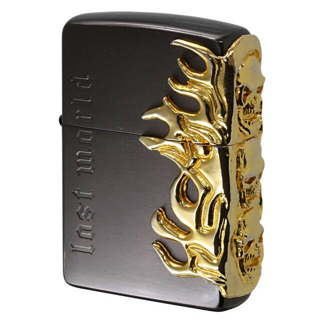 絶版/ヴィンテージ Zippo ジッポー 中古 2006年製造 lost world サイドスカルメタル 金装飾 シリアルナンバーNo.0063  [A]使用感少なく状態が良い