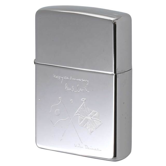 絶版/ヴィンテージ Zippo ジッポー 中古 1998年製造 ZIPPO Paul Smith ポール・スミス 日本＆英国 国旗 神戸大丸店 10th Annv.  [S]ほぼ新品同様