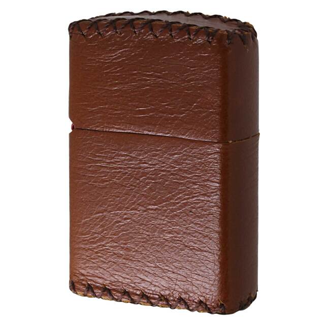 絶版/ヴィンテージ Zippo ジッポー 中古 2023年製造 本革巻き レザーカバー ブラウン  [S]ほぼ新品同様