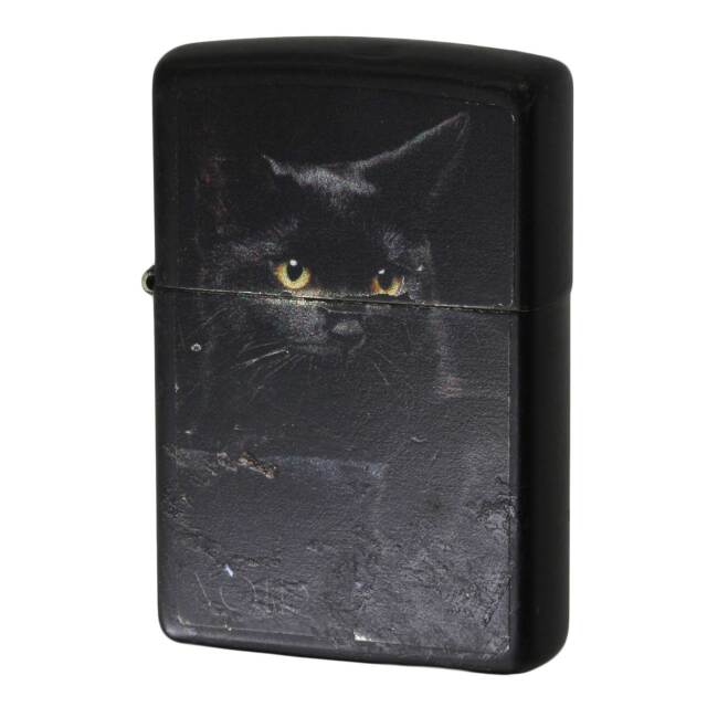 絶版/ヴィンテージ Zippo ジッポー 中古 2019年製造 Black Cat 黒猫 Black Matte 76491  [C]使用感あり傷汚れあり