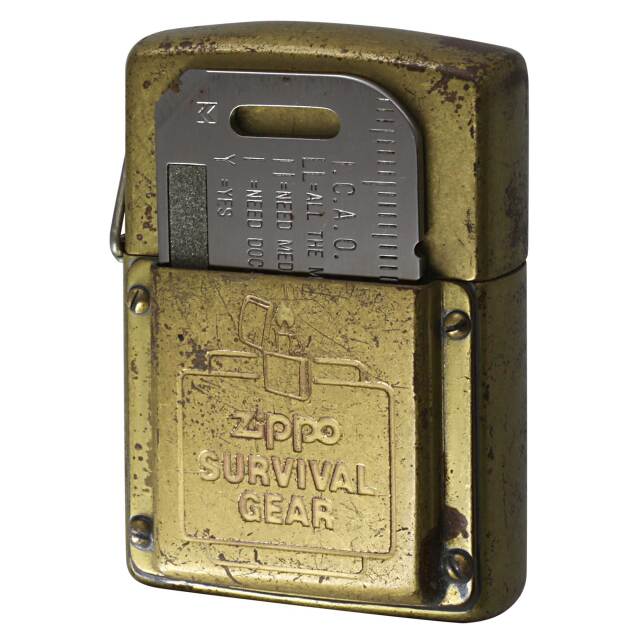 絶版/ヴィンテージ Zippo ジッポー 中古 1992年製造 SURVIVAL GEAR サバイバルツール付き ブラス  [C]使用感あり傷汚れあり