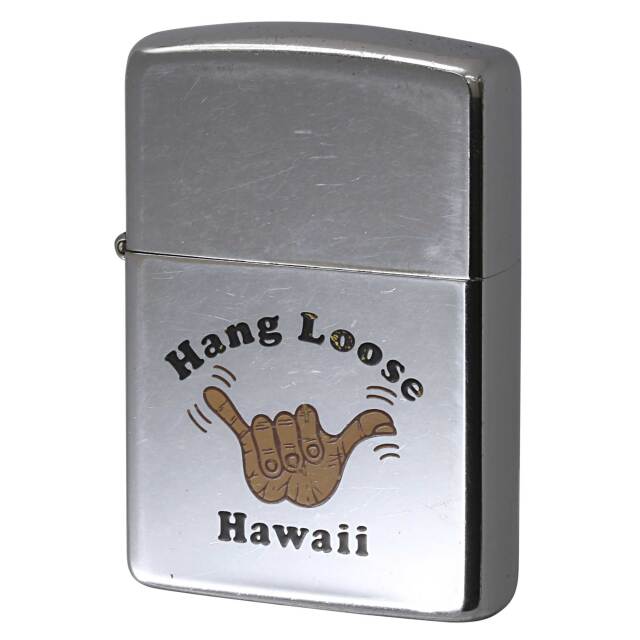 絶版/ヴィンテージ Zippo ジッポー 中古 1990年製造 Hawaii Hang Loose ハンドサイン  [C]使用感あり傷汚れあり