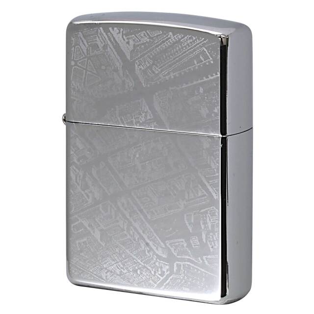 絶版/ヴィンテージ Zippo ジッポー 中古 2005年製造 ZIPPO LANVIN en Bleu ランバン オン ブルー 地図  [S]ほぼ新品同様