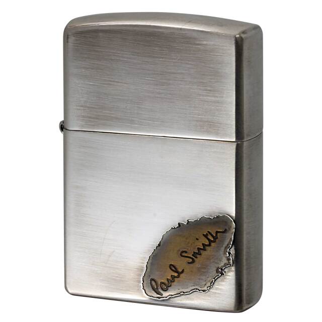 絶版/ヴィンテージ Zippo ジッポー 中古 2008年製造 ZIPPO Paul Smith ポール・スミス ロゴ 銀メッキ エッチング 古美  [S]ほぼ新品同様