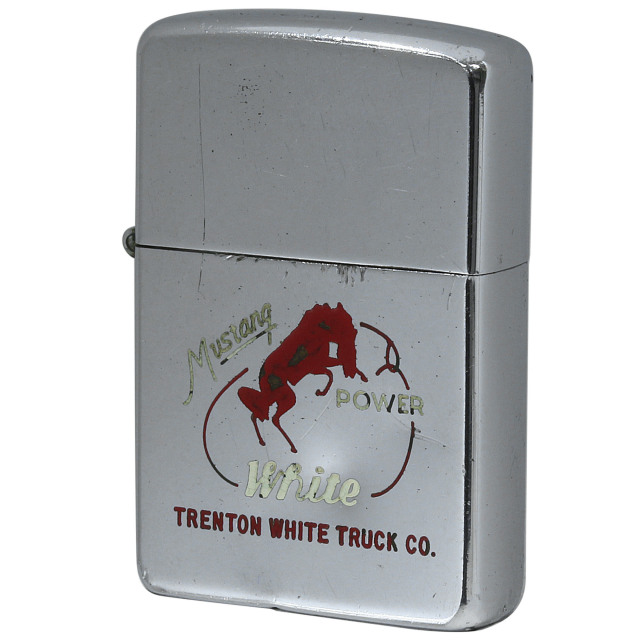 絶版/ヴィンテージ Zippo ジッポー 中古 1958年製造 Mustang TRENTON WHITE TRUCK CO.  [C]使用感あり傷汚れあり