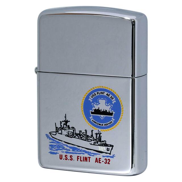 絶版/ヴィンテージ Zippo ジッポー 中古 1990年製造 USS Flint T-AE-32 アメリカ海軍 弾薬艦  [S]ほぼ新品同様