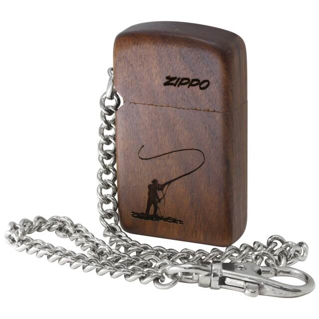 絶版/ヴィンテージ Zippo ジッポー 中古 1996年製造 木製ケース スリム チェーン付き  [N]未使用・新品