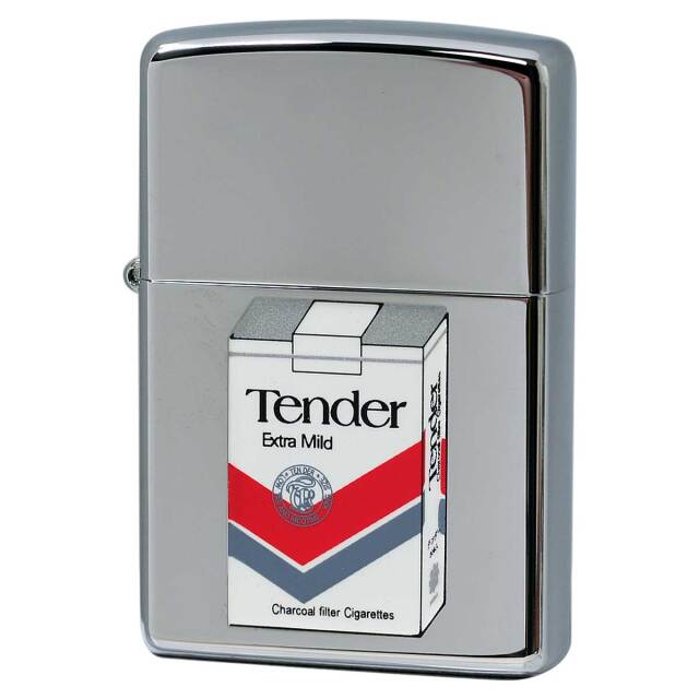 絶版/ヴィンテージ Zippo ジッポー 中古 2005年製造 レトロたばこコレクション Tender タバコ柄  [N]未使用・新品