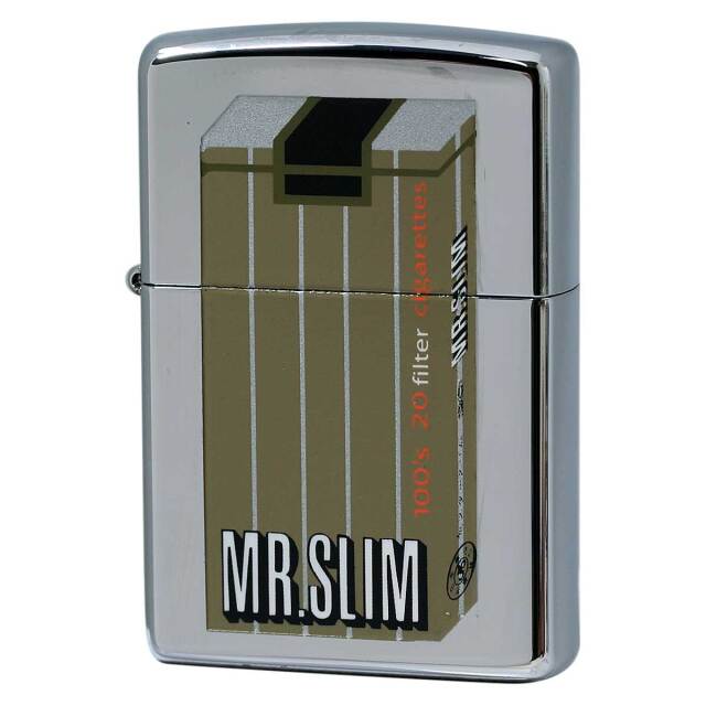 絶版/ヴィンテージ Zippo ジッポー 中古 2005年製造 レトロたばこコレクション MR.SLIM タバコ柄  [N]未使用・新品