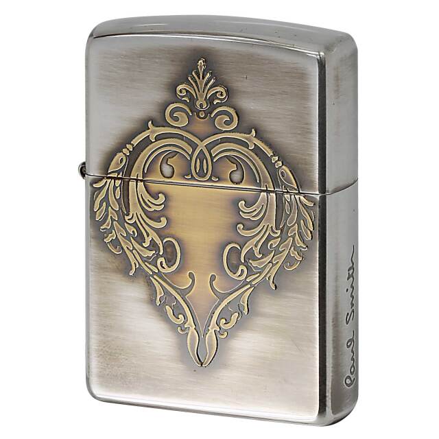 絶版/ヴィンテージ Zippo ジッポー 中古 2008年製造 ZIPPO Paul Smith Heart Arabesque ハート アラベスク 逆エッチング 盛上げ ゴールド  [S]ほぼ新品同様