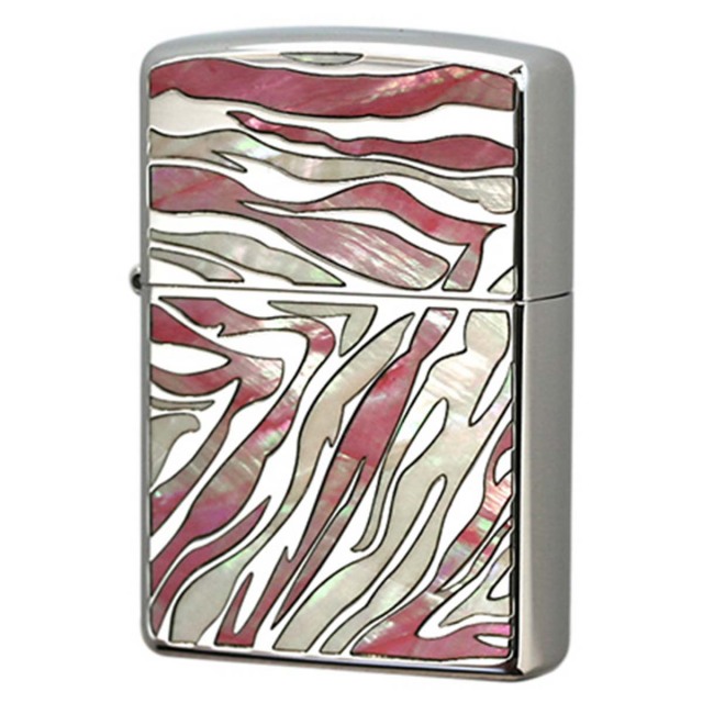 Zippo ジッポー ゼブラ シェル 貝 インレイ 象嵌 SAFARI ピンク SFR-ZB メール便可