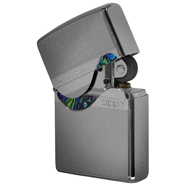 Zippo ジッポー トリックシェル 貝 プレート貼り シルバー Trick Shell トリックアクション シリアル番号 SV