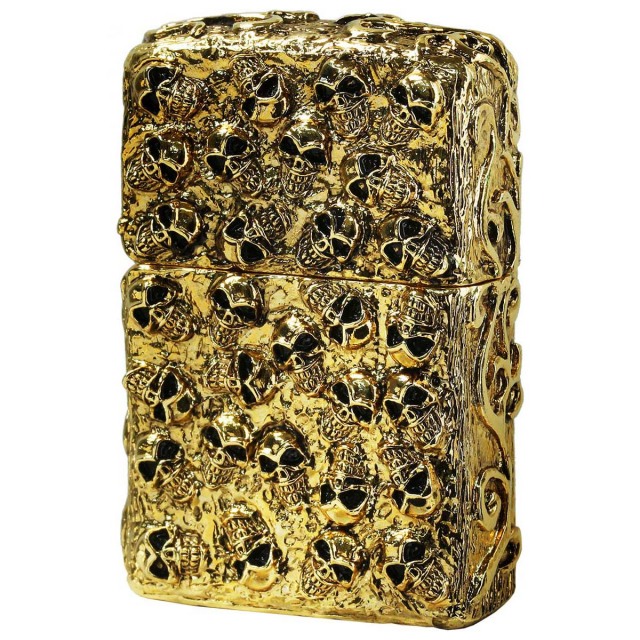 Zippo ジッポー スカル ドクロ 骸骨 スカルジャケット 金イブシ Skull Jacket GI