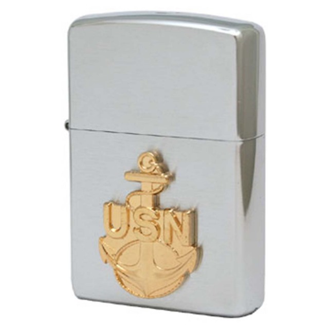 Zippo ジッポー アメリカ軍 海軍 イカリ アンカー ロゴ Navy Anchor ブラッシュドクローム 280ANC メール便可