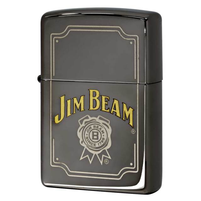 Zippo ジッポー ジムビーム 酒 ロゴ シール Jim Beam Seal ブラックアイス 鏡面 ポリッシュ 29770 メール便可