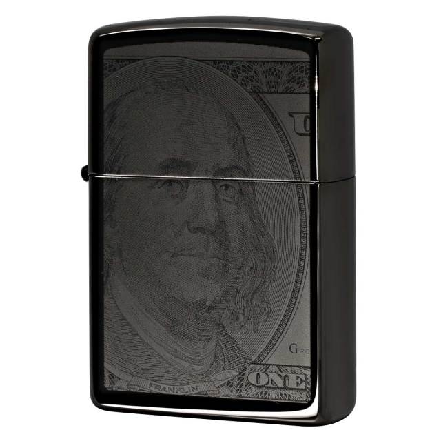 Zippo ジッポー アメリカ 100ドル 紙幣 Currency 100 Dollar ブラックアイス 49025