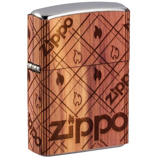 Zippo ジッポー ウッド 木 炎 アイコンフレーム WOODCHUCK USA Zippo Cedar Wrap ストリートクローム 49331