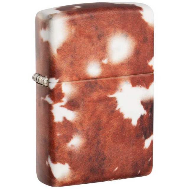Zippo ジッポー 牛 Cow Hide Brown White アニマル柄 全面塗装 48216 メール便可