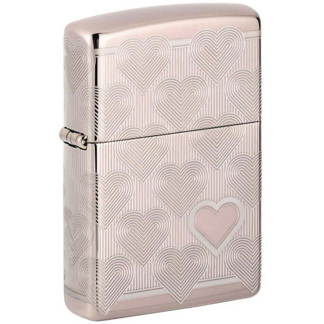 Zippo ジッポー ハート Hearts laser 360 4面連続デザイン ポリッシュ ローズゴールド 49811 メール便可