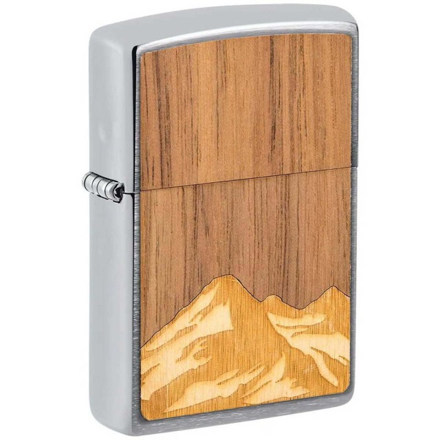 Zippo ジッポー ウッド 木 山 WOODCHUCK USA Mountains ブラッシュドクローム 49800