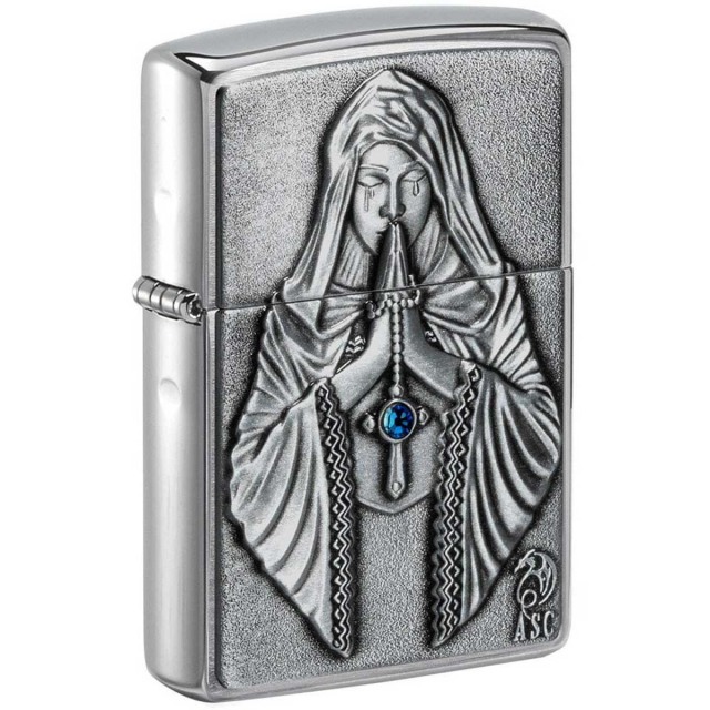 Zippo ジッポー アン ストークス 女性 祈り Anne Stokes Praying Woman Emblem ブラッシュドクローム 49756 メール便可