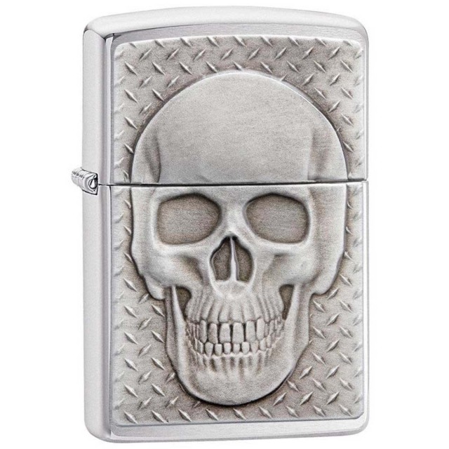 Zippo ジッポー スカル ドクロ 骸骨 Skull with Brain Surprise エンブレム貼り ブラッシュドクローム 29818