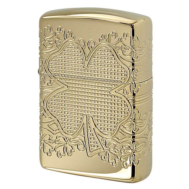Zippo ジッポー アーマー 四葉のクローバー 360度4面デザイン ARMOR CLOVER ゴールド 46301