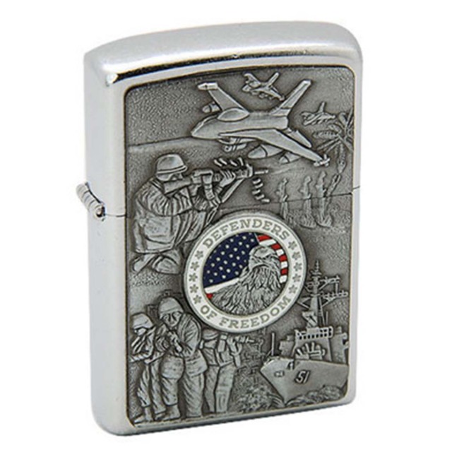 Zippo ジッポー アメリカ軍 陸海空軍 Joined Forces エンブレム貼り ブラッシュドクローム 24457 メール便可