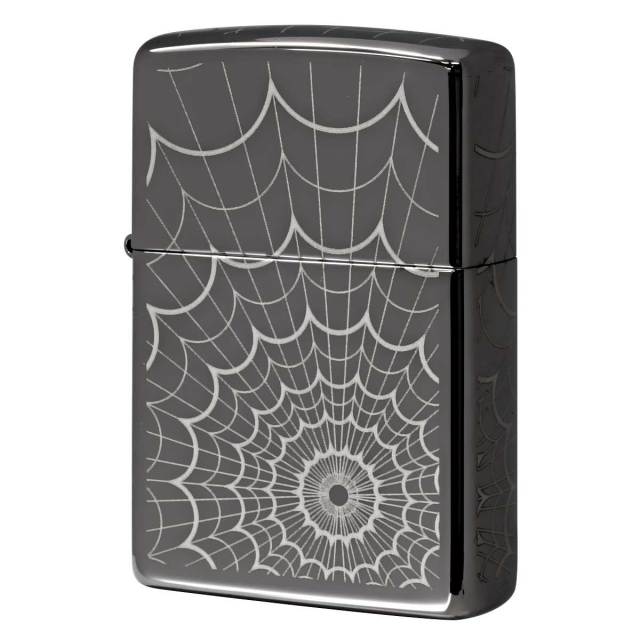 Zippo ジッポー 蜘蛛の巣 5面連続加工 Web All Over ブラックアイス 鏡面 ポリッシュ PVD加工 28527 メール便可