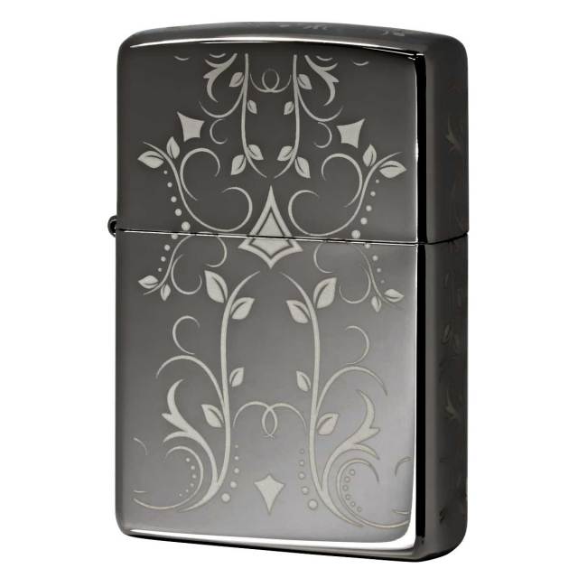 Zippo ジッポー アラベスク 唐草 フィリグリー加工 FILIGREE ブラックアイス 鏡面 ポリッシュ PVD加工 28833 メール便可