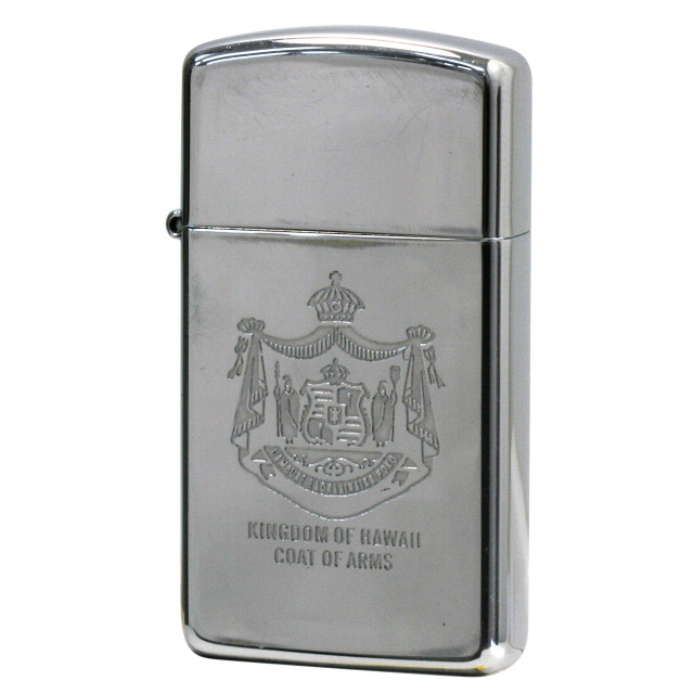 絶版/ヴィンテージ Zippo ジッポー 中古 1986年製造 Kingdom of Hawaii Coat of Arms ハワイ王国 国章 スリムタイプ  [A]使用感少なく状態が良い