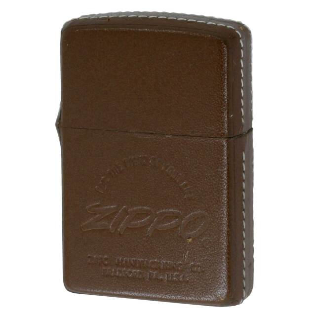 絶版/ヴィンテージ Zippo ジッポー 中古 製造年不明 ZIPPO LOGO 革巻き Brown  [A]使用感少なく状態が良い