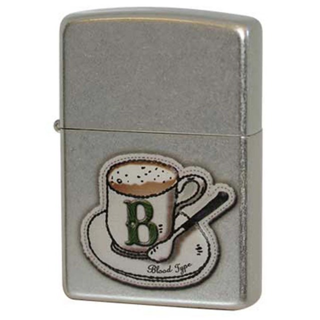 Zippo ジッポー 血液型 コーヒーカップ 銀メッキ バレル加工 B型 メール便可